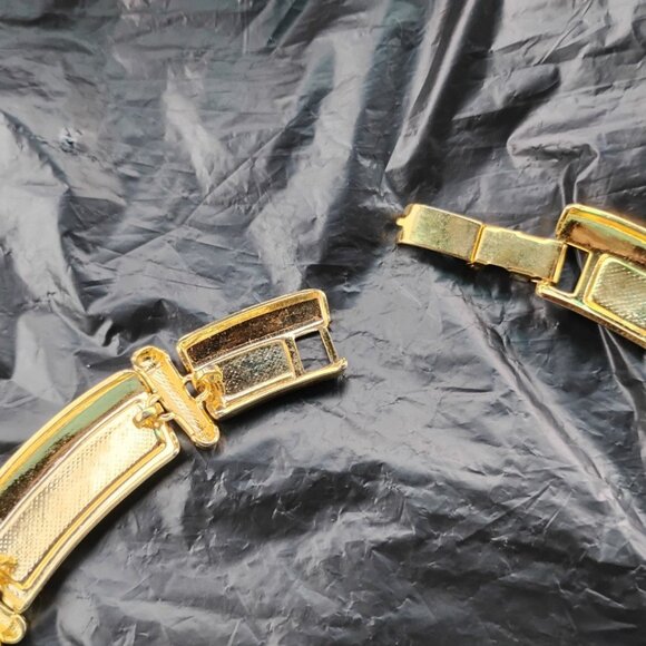 Enamel Multicolor Gold Accents Rectangular Shapes Necklace Chocker - Picture 6 of 11